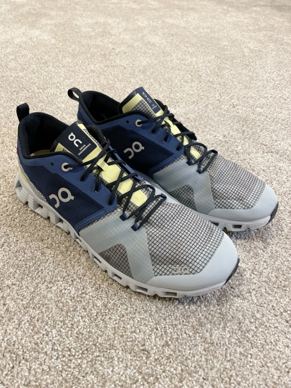On Running Men’s Cloud Shoes in Navy, Light Gray and Yellow